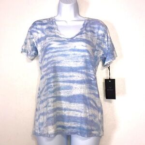 The T Refinery Tie Dye V- Neck Tee Blue Medium